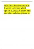 WGU D096 Fundamentals of Diverse Learners latest update 2024/2025 Exam with complete solution graded a+