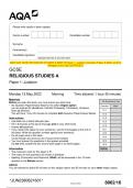 2023 AQA GCSE RELIGIOUS STUDIES A 8062&sol;16 Paper 1&colon; Judaism Question Paper & Mark scheme &lpar;Merged&rpar; June 2023 &lbrack;VERIFIED&rsqb; GCSE
