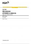 2023 AQA GCSE RELIGIOUS STUDIES A 8062&sol;2A Paper 2A Thematic Studies Mark scheme June 2023 &lbrack;VERIFIED&rsqb;