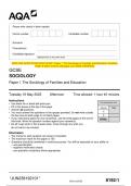 2023 AQA GCSE SOCIOLOGY 8192&sol;1 Paper 1 The Sociology of Families and Education Question Paper & Mark scheme &lpar;Merged&rpar; June 2023 &lbrack;VERIFIED