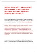 MODULE 6 HESI SAFETY AND INFECTION  CONTROL EXAM LATEST EXAM 2024  QUESTIONS WITH WELL ANSWERED  ANSWERS WELL GRADED A+