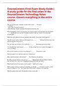 CourseCareers Final Exam Study Guide | A study guide for the final exam in the CourseCareers Technology Sales course. Covers everything in the entire course