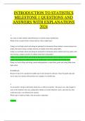 INTRODUCTION TO STATISTICS  MILESTONE 1 QUESTIONS AND  ANSWERS WITH EXPLANATIONS  2024