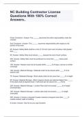 NC Building Contractor License Questions With 100&percnt; Correct Answers&period;&period;