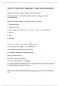 DISPUTE RESOLUTION QUESTIONS AND ANSWERS