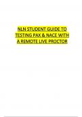 NLN STUDENT GUIDE TO  TESTING PAX & NACE WITH  A REMOTE LIVE PROCTOR  