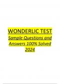 WONDERLIC TEST Sample Questions and  Answers 100% Solved  2024 