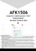 AFK1506 Assignment 1 &lpar;ANSWERS&rpar; Semester 1 2024 - DISTINCTION GUARANTEED