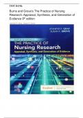 TEST BANK&colon;   Burns and Grove's The Practice of Nursing Research&colon; Appraisal&comma; Synthesis&comma; and Generation of Evidence 9th edition  Jennifer R&period; Gray &comma; Susan K&period; Grove latest edition