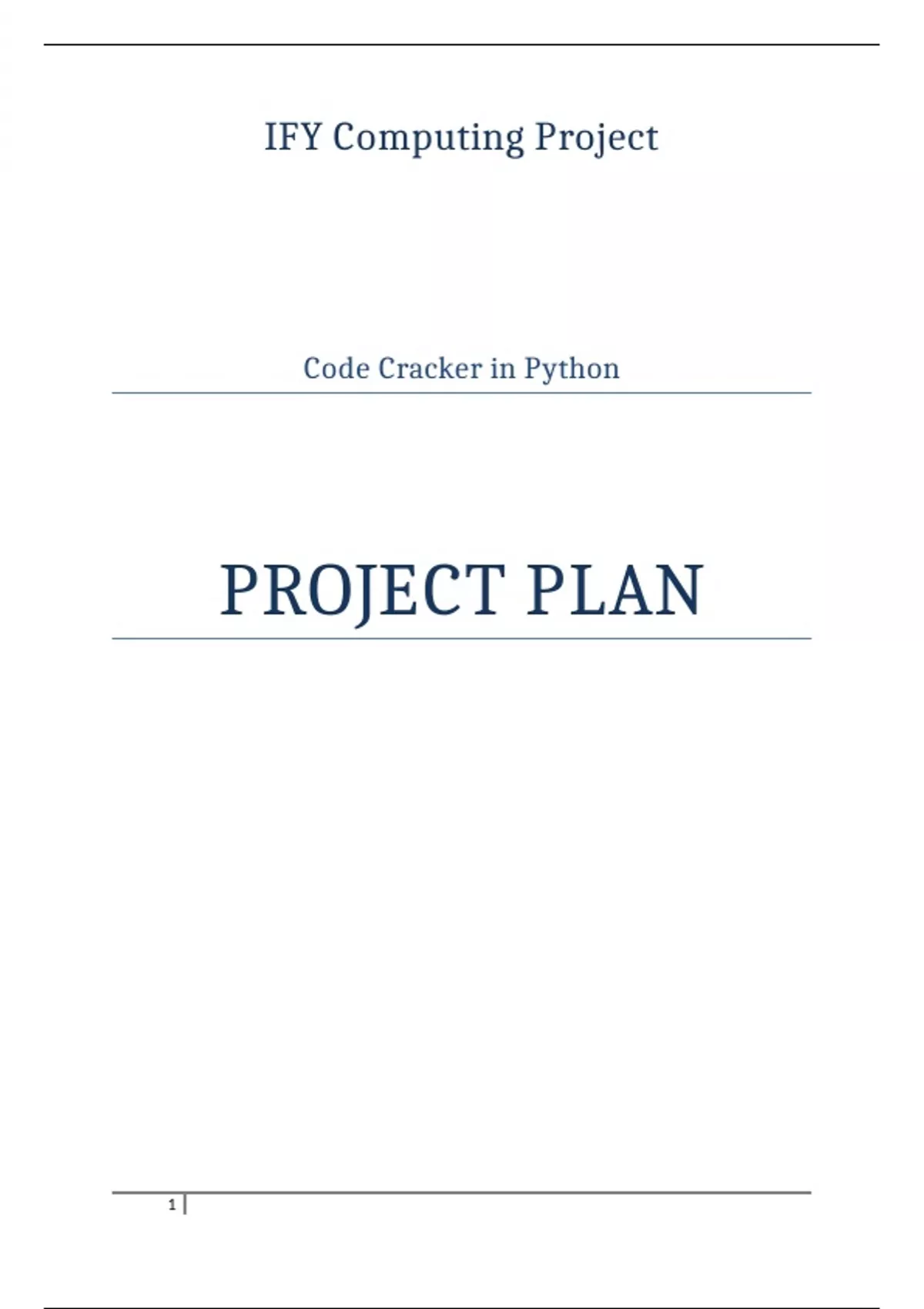 Python Code Cracker: Project Plan - Python (COMPUTING) - Stuvia UK