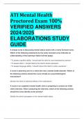 BEST ANSWERS ATI Mental Health Proctored Exam 100&percnt;  VERIFIED ANSWERS  2024&sol;2025  ELABORATIONS STUDY  GUIDE