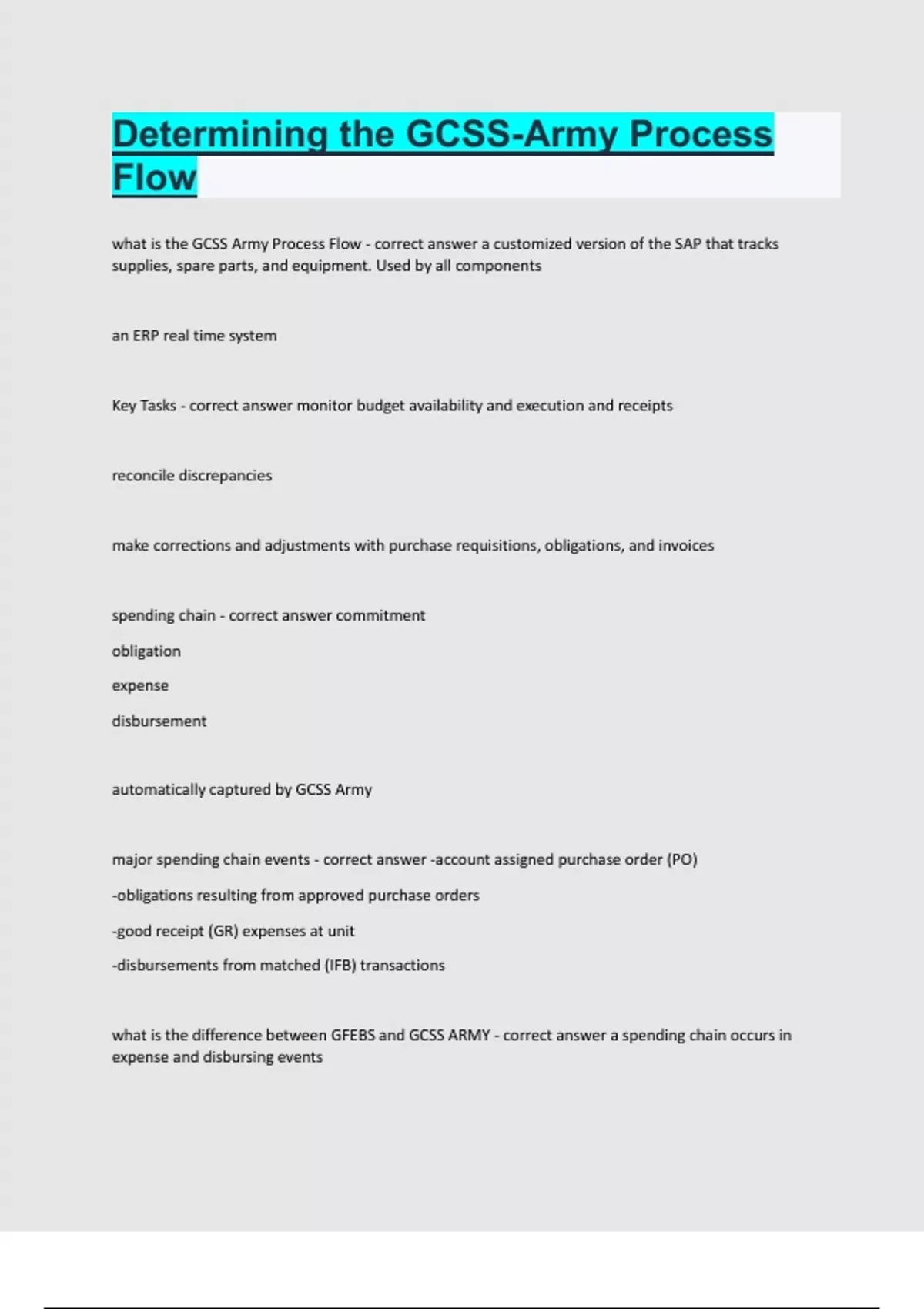 Determining the GCSS-Army Process Flow Verified answers latest update ...