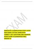  DERIVATIVE CLASSIFICATION STEPP LATEST 2024 EXAM &lpar; ACTUAL EXAM&rpar; WITH CORRECT 120&plus; QUESTIONS AND ANSWERS GOOD SCORE IS GUARANTEED WELL GRADED A&plus;