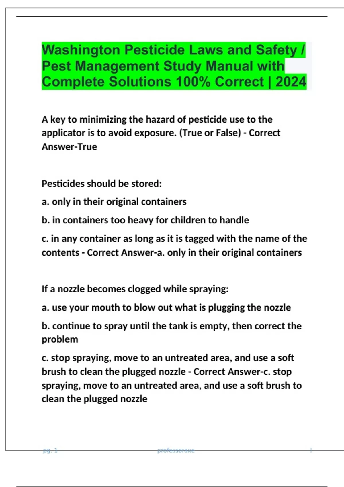 Washington Pesticide Laws and Safety / Pest Management Study Manual ...