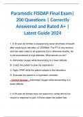 Paramedic FISDAP Final Exam| 200 Questions | Correctly Answered and Rated A+ | Latest Guide 2024