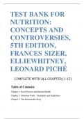 TEST BANK FOR NUTRITION CONCEPTS AND CONTROVERSIES, 5TH EDITION, FRANCES SIZER, ELLIEWHITNEY, LEONARD PICHÉ