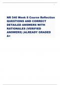 NR 546 Week 8 Course Reflection QUESTIONS AND CORRECT DETAILED ANSWERS WITH RATIONALES (VERIFIED ANSWERS) |ALREADY GRADED A+
