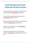 Food Manager Exam Study Guide with Verified Answers