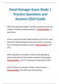 Food Manager Exam Study | Practice Questions and Answers 2024 Guide