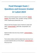 Food Manager Exam | Questions and Answers Graded A+ Latest 2024