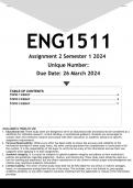 ENG1511 Assignment 2 &lpar;ANSWERS&rpar; Semester 1 2024 - DISTINCTION GUARANTEED