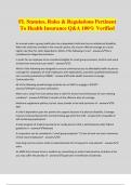 FL Statutes, Rules & Regulations Pertinent To Health Insurance Q&A 100% Verified