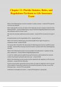 Chapter 11: Florida Statutes, Rules, and Regulations Pertinent to Life Insurance Exam