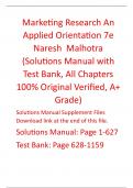 Marketing Research An Applied Orientation 7th Edition By Naresh  Malhotra (Solutions Manual with Test Bank All Chapters, 100% Original Verified, A+ Grade) 