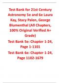 21st Century Astronomy 5th and 6th Edition By Laura Kay, Stacy Palen, George Blumenthal (Test Bank All Chapters, 100% Original Verified, A+ Grade) 