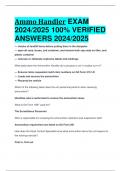 BEST ANSWERS Ammo Handler EXAM  2024&sol;2025 100&percnt; VERIFIED  ANSWERS 2024&sol;2025
