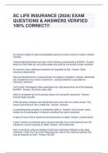 SC LIFE INSURANCE &lpar;2024&rpar; EXAM QUESTIONS & ANSWERS VERIFIED 100&percnt; CORRECT&excl;&excl;