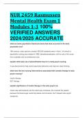 NUR 2459 Rasmussen Mental Health Exam 1 Modules 1-3 100%  VERIFIED ANSWERS  2024/2025 ACCURATE