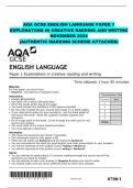  AQA GCSE ENGLISH LANGUAGE PAPER 1 EXPLORATONS IN CREATIVE RAEDING AND WRITING NOVEMBER 2024  (AUTHENTIC MARKING SCHEME ATTACHED)