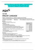  AQA GCSE ENGLISH LANGUAGE PAPER 1 EXPLORATIONS IN CREATIVE READING AND WRITING JUNE 2020  (AUTHENTIC MARKING SCHEME ATTACHED)