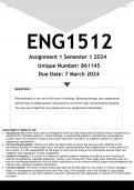  ENG1512 Assignment 1 (ANSWERS) Semester 1 2024 - DISTINCTION GUARANTEED