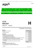 AQA GCSE BIOLOGY HIGHER AND FOUNDATION TIERS PAPER 1&2  (AUTHENTIC MARKING SCHEME ATTACHED) GCSE