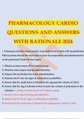 PHARMACOLOGY CARDIO 120 QUESTIONS AND ANSWERS WITH RATIONALE 2024