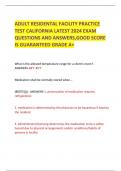 ADULT RESIDENTAL FACILITY PRACTICE  TEST CALIFORNIA LATEST 2024 EXAM  QUESTIONS AND ANSWERS,GOOD SCORE  IS GUARANTEED GRADE A+