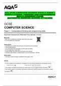 AQA GCSE COMPUTER SCIENCE 8525C/1 PAPER 1 COMPUTATIONAL THINKING AND PROGRAMMING SKILLS ASSEMENT PAPER  (AUTHENTIC MARKING SCHEME ATTACHED)