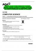 PAPER 1B AQA GCSE COMPUTER SCIENCE 8525B/1 PAPER 1 COMPUTATIONAL THINKING AND PROGRAMMING SKILLS ASSEMENT PAPER  (AUTHENTIC MARKING SCHEME ATTACHED)