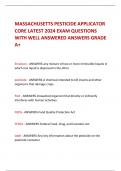 MASSACHUSETTS PESTICIDE APPLICATOR  CORE LATEST 2024 EXAM QUESTIONS  WITH WELL ANSWERED ANSWERS GRADE  A&plus;