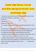 EMSP 2206 FINAL EXAM REVIEW 260 QUESTIONS AND ANSWERS 2024.