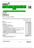 AQA GCSE FRENCH 8658/RH HIGHER TIER PAPER 3 READING JUNE EXAM QUESTION PAPER  (AUTHENTIC MARKING SCHEME ATTACHED)