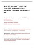 PSYC 230 UIUC EXAM 1 LATEST 2024  QUESTIONS WITH CORRECT WELL  ANSWERED ANSWERS ALREADY GRADED  A&plus;