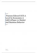 Edexcel GCE A Level In Economics A (9EC0)Paper 01 Market and Business Behavior MARK SCHEME 2023 