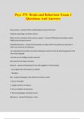 Psyc 375- Brain and Behaviour Exam 1 Questions And Answers