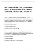 MULTIDIMENSIONAL CARE 2 FINAL EXAM  LATEST 2024 QUESTIONS WITH CORRECT  ANSWERED ANSWERS WELL GRADED A+
