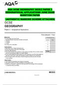 AQA GCSE GEOGRAPHY 8035/3 PAPER 3 GEOGRAPHICAL APPLICATIONS JUNE EXAM QUESTION PAPER  (AUTHENTIC MARKING SCHEME ATTACHED)