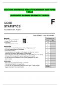 AQA GCSE STATISTICS 8382/1F FOUNDATION TIER PAPER 1 EXAM  (AUTHENTIC MARKING SCHEME ATTACHED) 