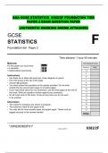 AQA GCSE STATISTICS  8382/2F FOUNDATION TIER PAPER 2 EXAM QUESTION PAPER  (AUTHENTIC MARKING SHEME ATTACHED) 
